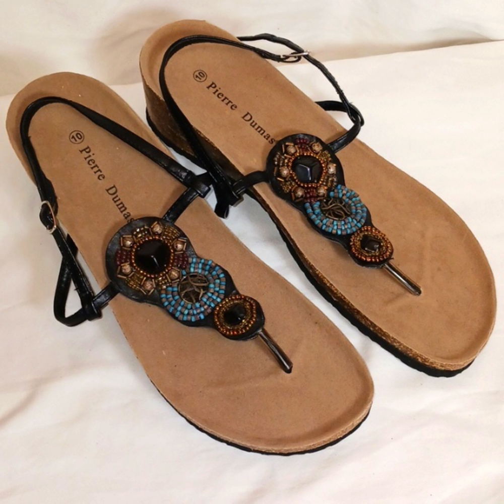 Pierre Dumas Beaded Ankle Strap Sandals